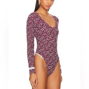 Intimately Free People Sugar Dreams Thermal Floral Print Lace Bodysuit Large